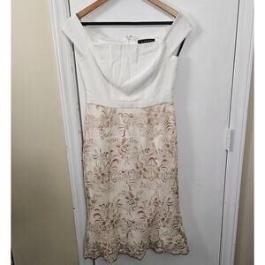 Laundry Shelli Segal Laced Cocktail Dress Flare Skirt Evening Event Bridal Sz 0